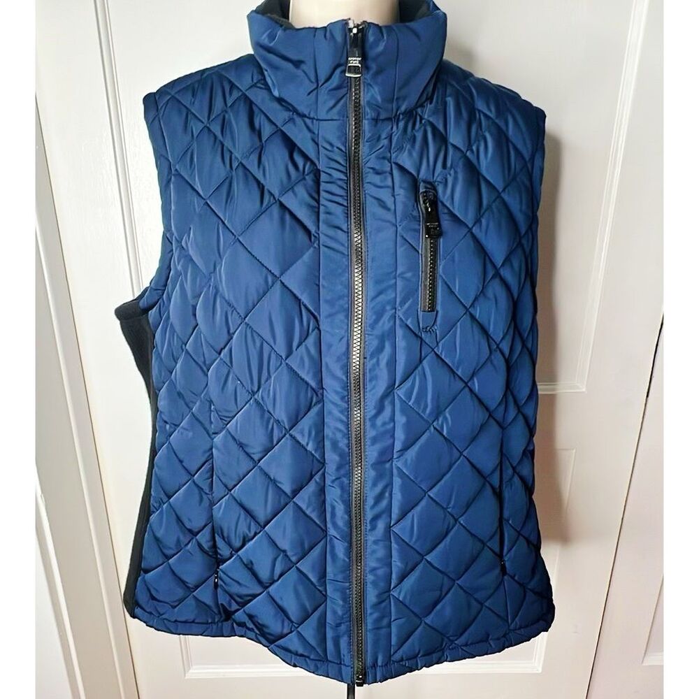 Andrew Marc Quilted Puffer Vest Navy Blue XXL